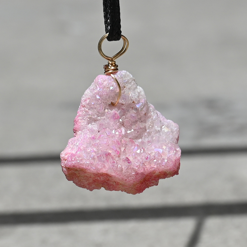 7:Pink electroplated crystal cluster (single price)