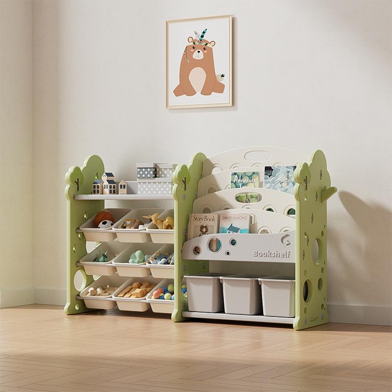 Tree house storage rack   bookshelf (3 large and 9 small) Green