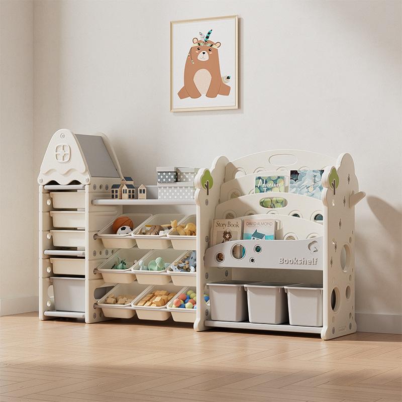 Single tree roof storage rack   bookshelf (4 large and 13 small) rice White