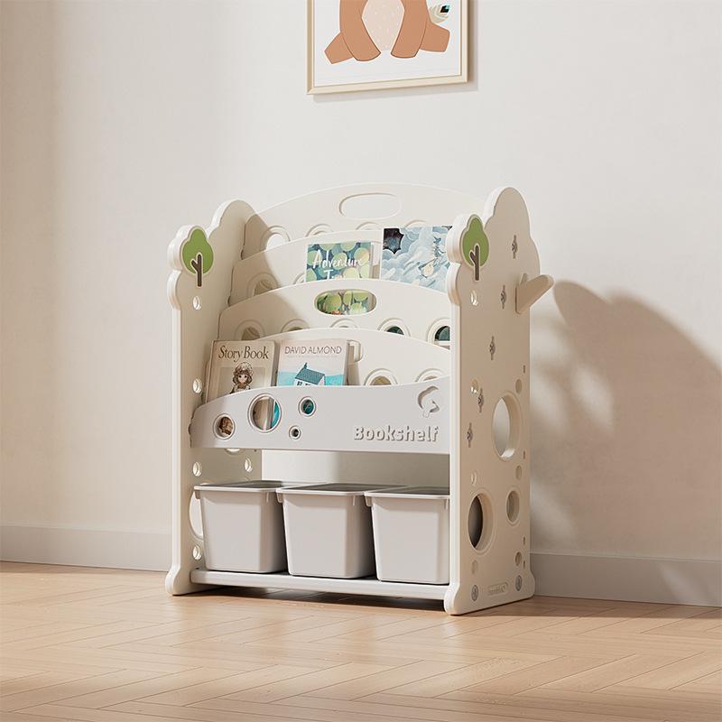 Tree house single bookshelf (3 large frames) rice White