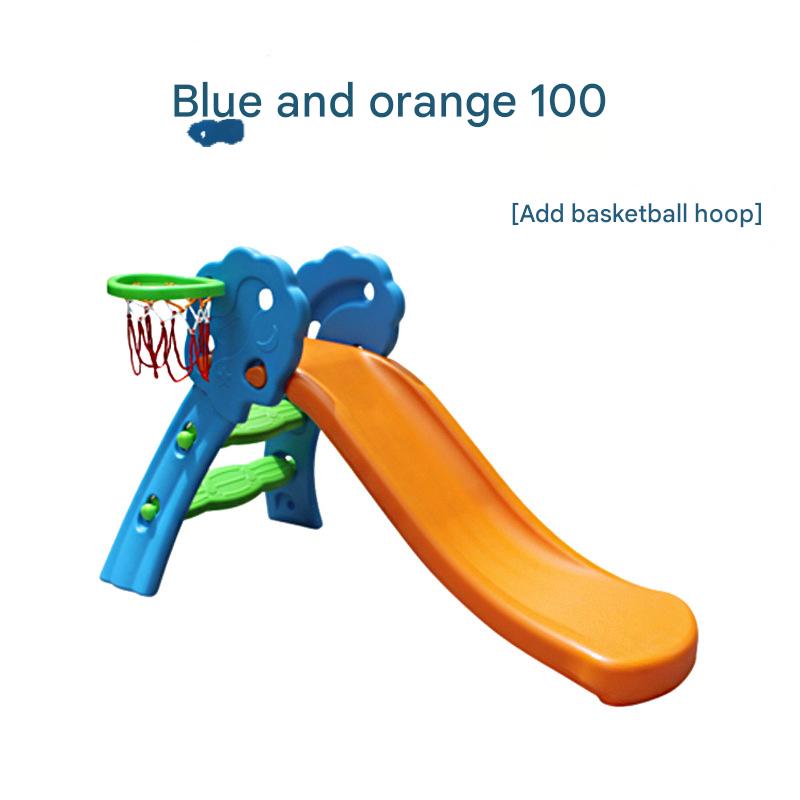 blue and orange slide with basket