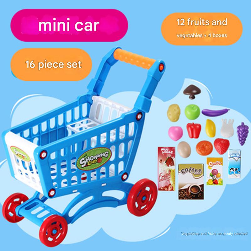 Trolley 31cm-with 16 food-Blue