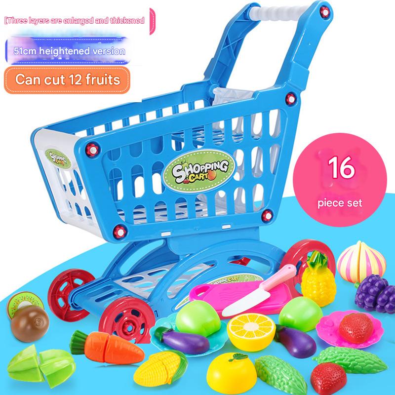 Cart 51 with boutique 16-piece fruit can be cut-Blue