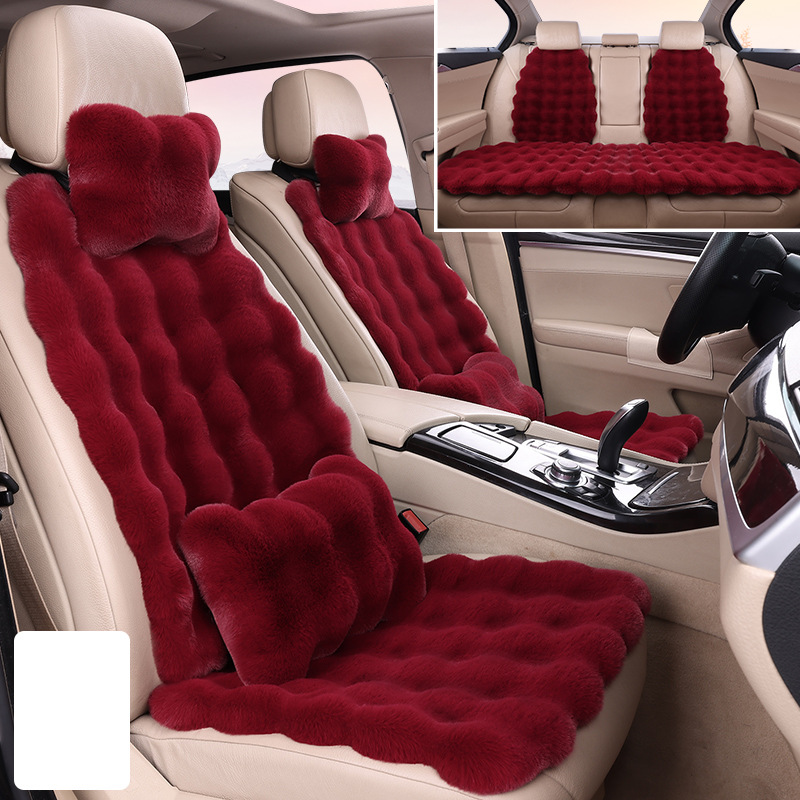 Burgundy bubble velvet (seven-piece set   2 neck pillows   2 waist pillows)