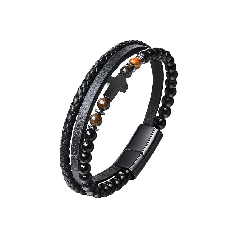 Tiger eye stone black  7.5inch