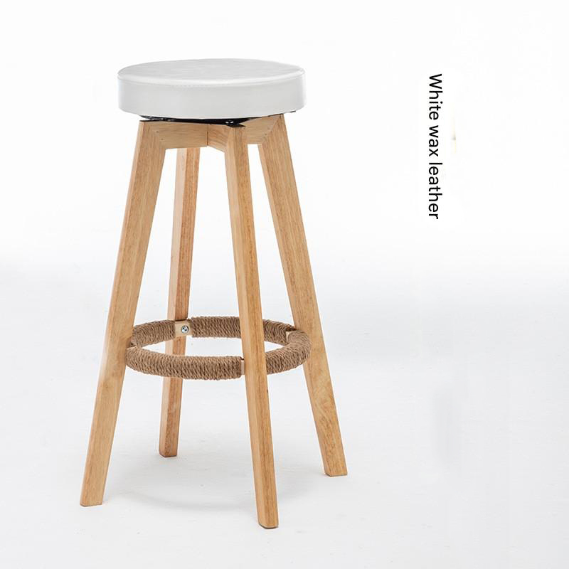 white Oil wax leather   solid wood legs