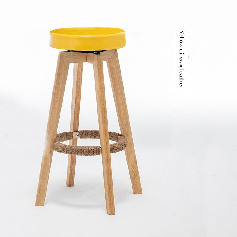 yellow Oil wax leather   solid wood legs