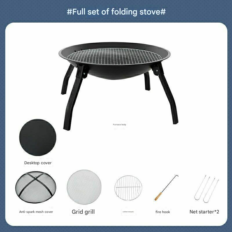 Small cast iron barbecue grill [free 5-piece set   desktop cover]