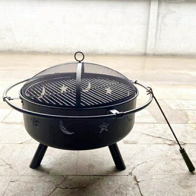 Large thickened cold rolled steel star and moon barbecue grill [free 4-piece set]