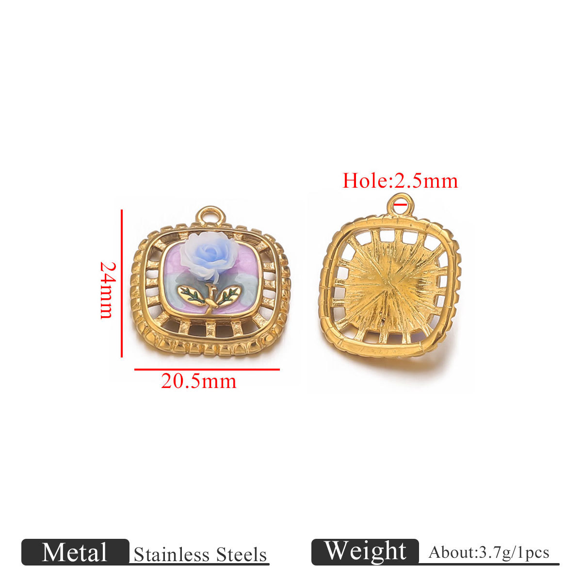 Golden square hollow leaf tag dripping oil-purple