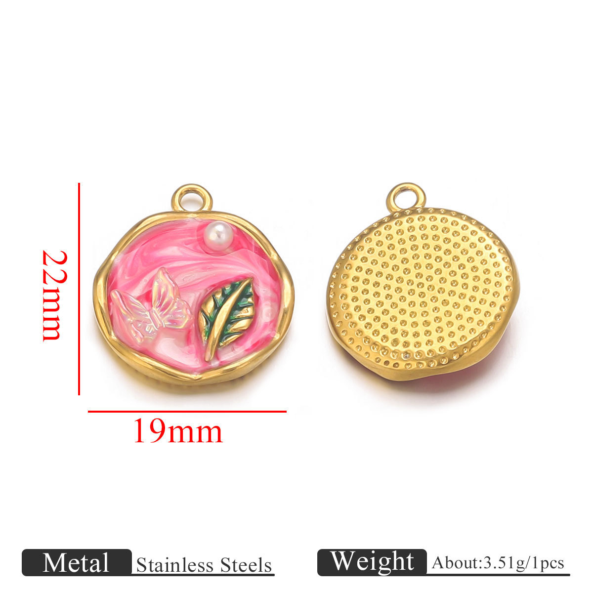 4:Golden round pendant dripping oil gradient color