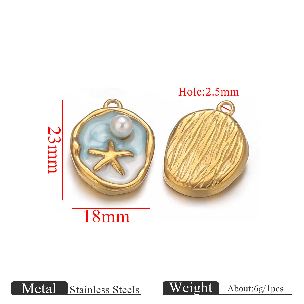 6:Golden oval pendant starfish oil drop   pearl