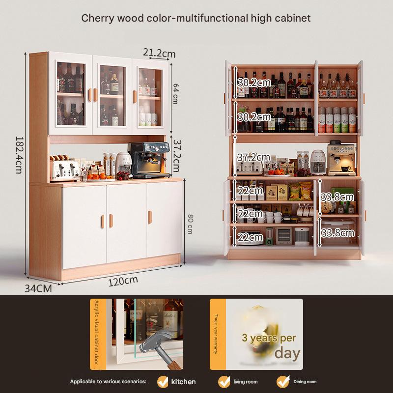[upgraded solid wood ecological board-transparent cabinet door] cherry wood color 120*34*182.4cm