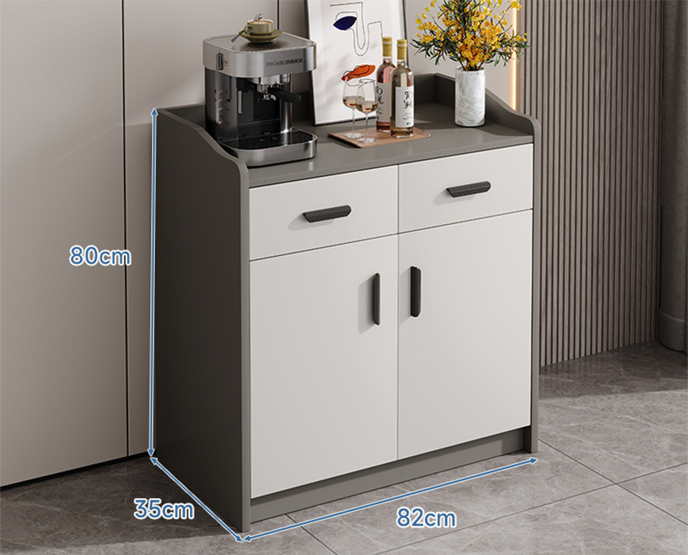 gray two doors and two drawers with guardrail 82