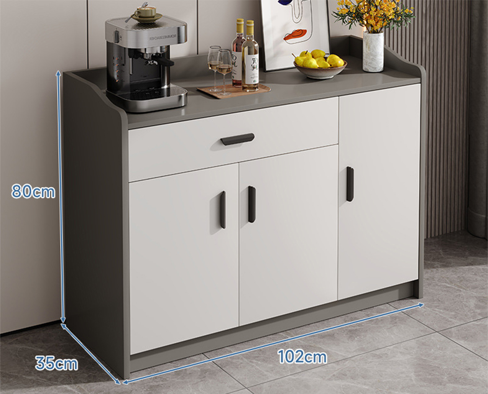 gray three doors and one drawer with guardrail 102