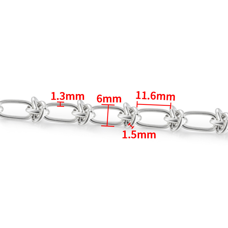 3:Steel color hand knottie chain 1.3x6mm