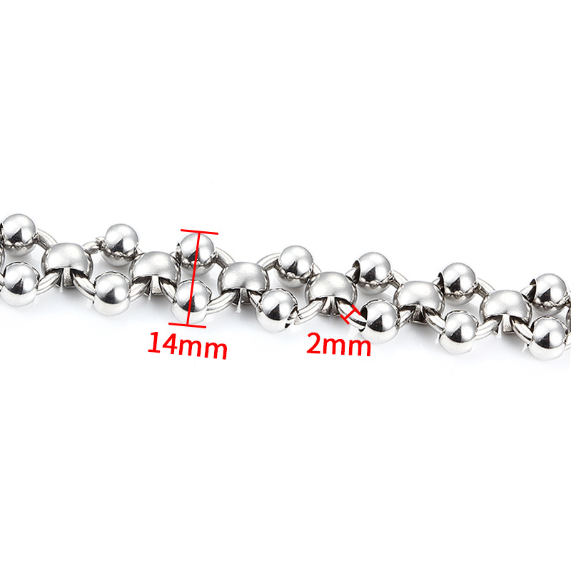 8:Steel color handmade double bead chain 14mm