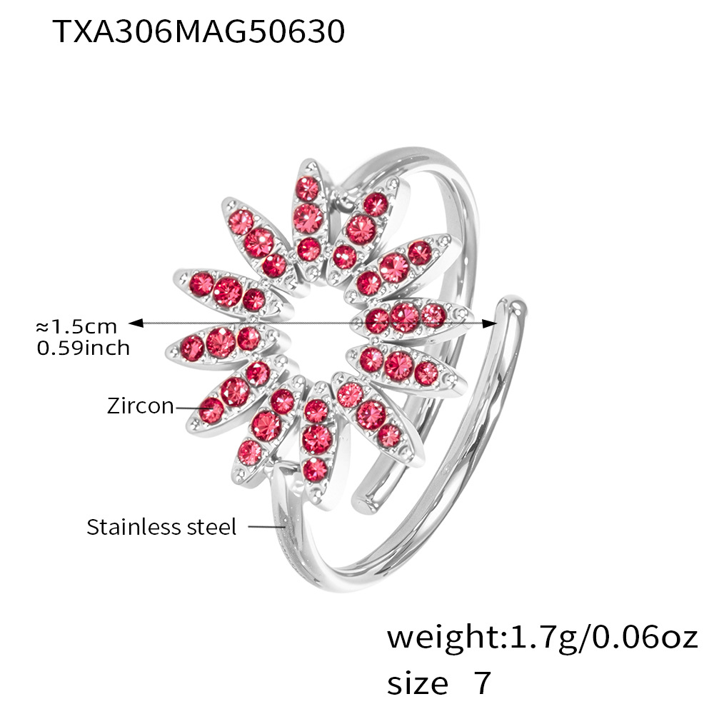 Txa306-rose red 5a zircon sunflower steel color ri