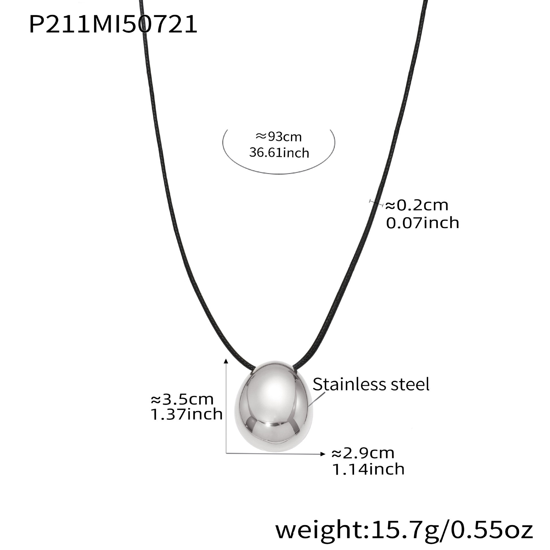 2:P211-steel color water drop long necklace 93cm