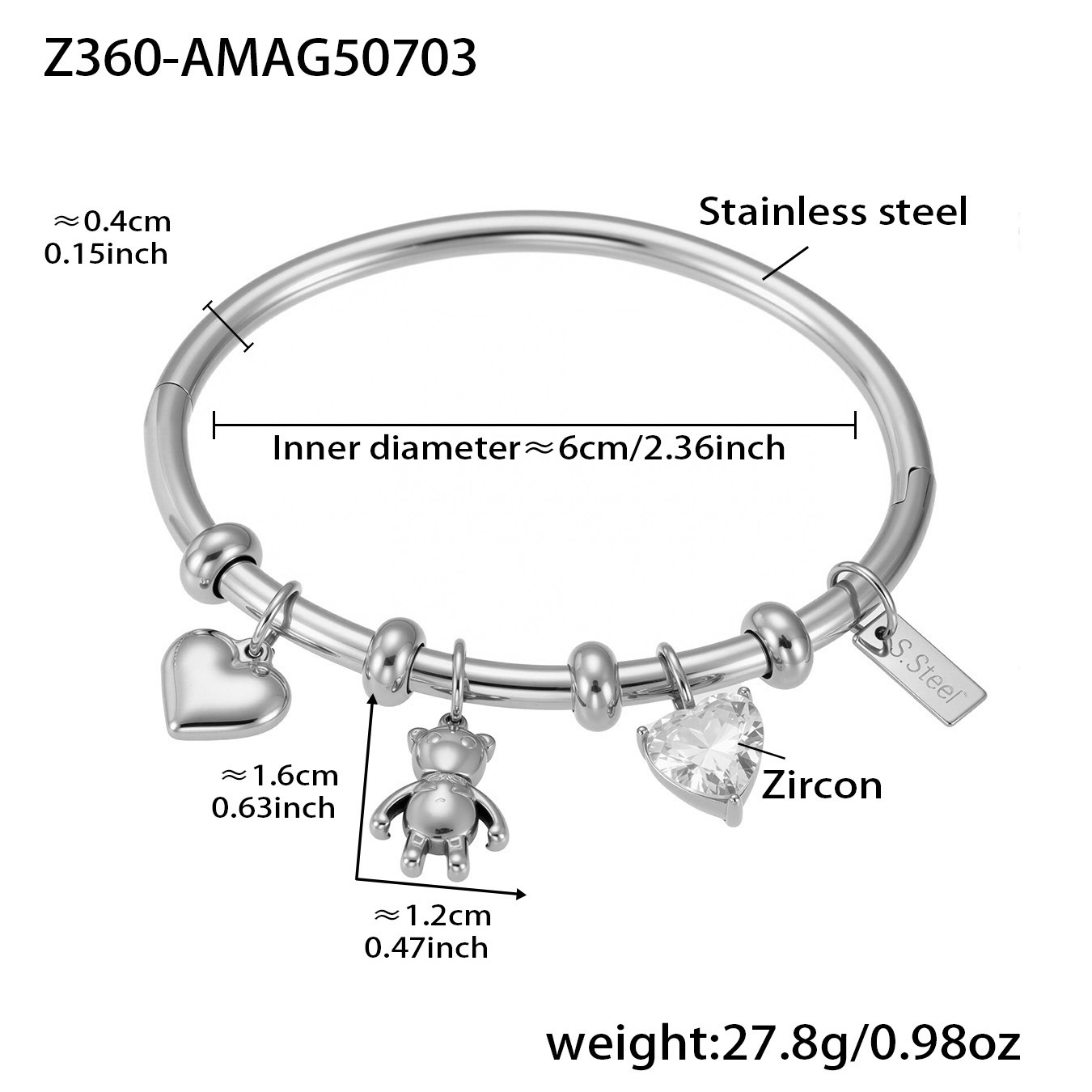 2:Z360-steel color diy accessories bracelet-a style