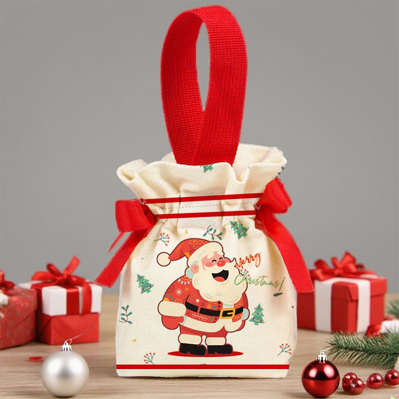 11:Red smiling Santa Claus drawstring bag 15*16*5cm