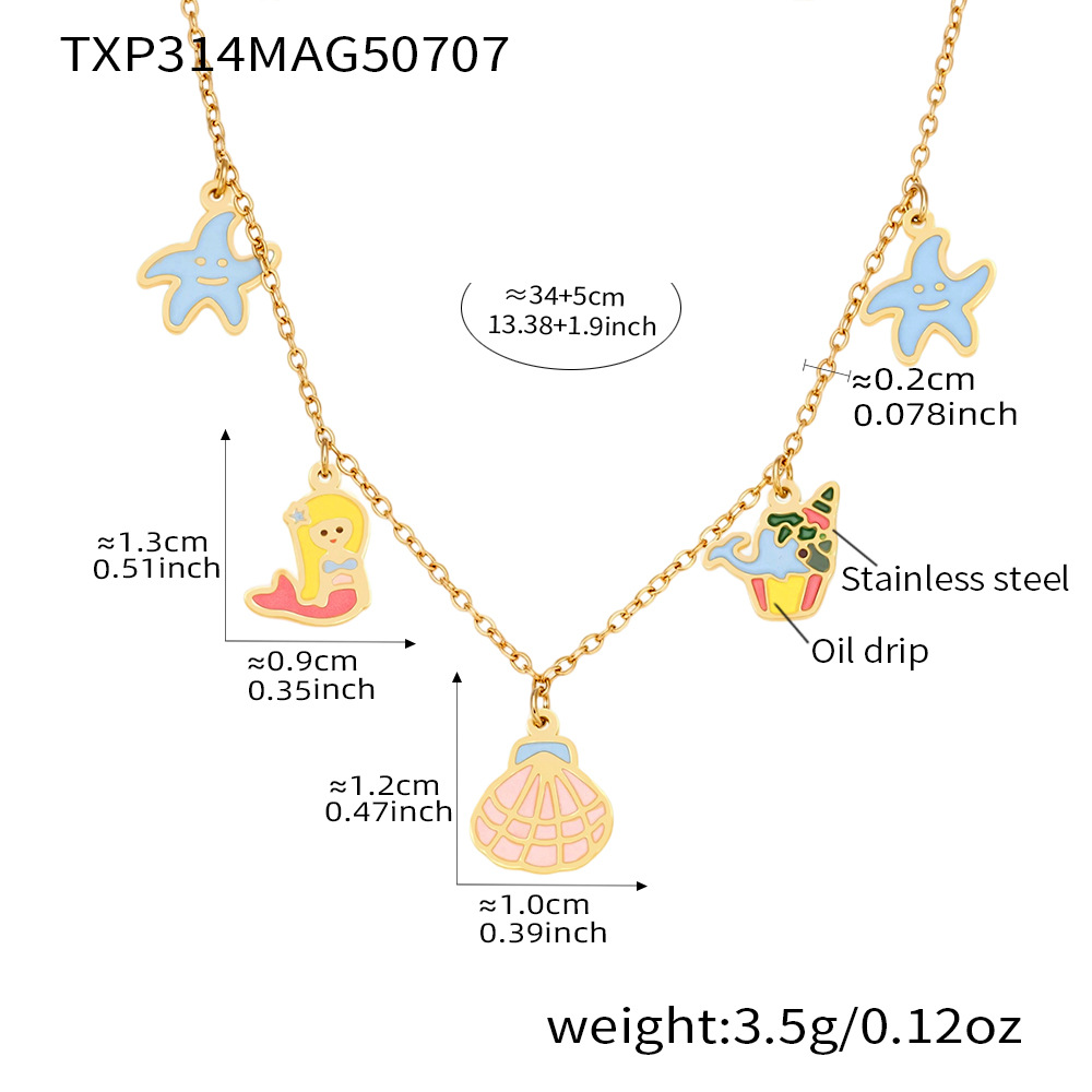 TXP314- Golden Ocean Series Necklace -34+5cm