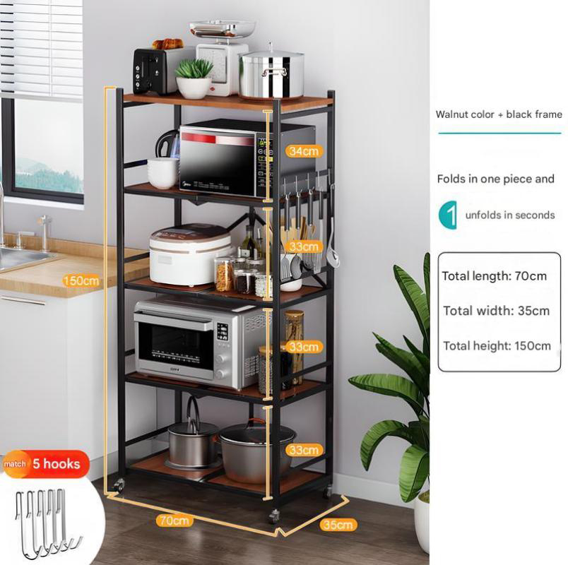 Folding shelf [five-layer walnut color]