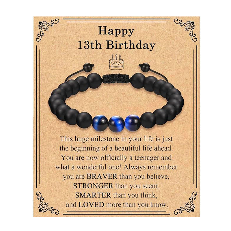 7:Blue tiger eye birthday bracelet 13 years old