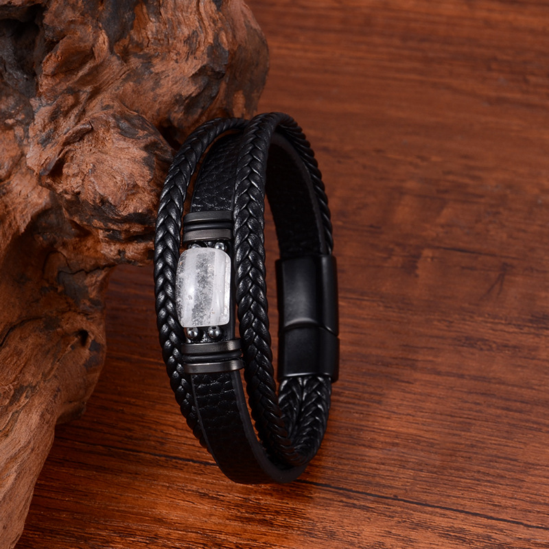 White crystal tiger eye stone bracelet 7.5inch