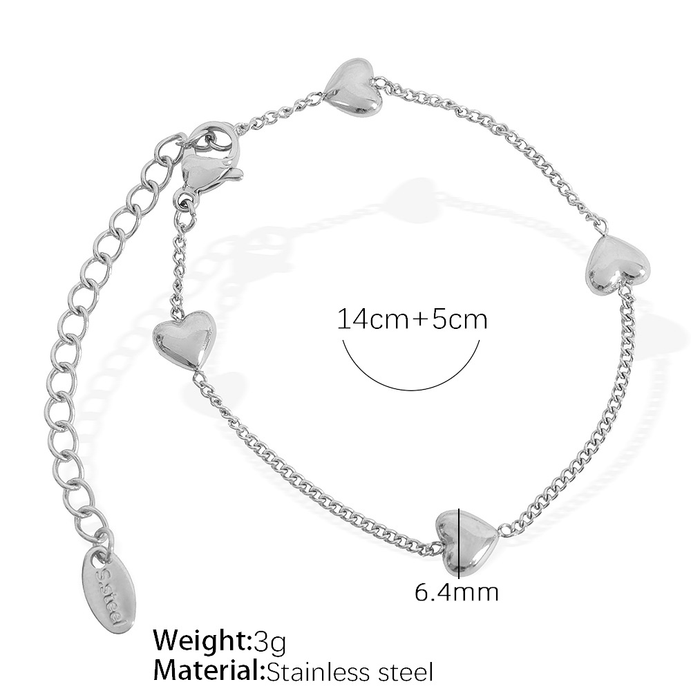 SL34 vertical heart silver bracelet