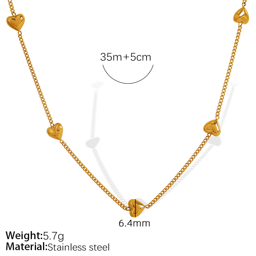 7:XL135 vertical heart gold necklace
