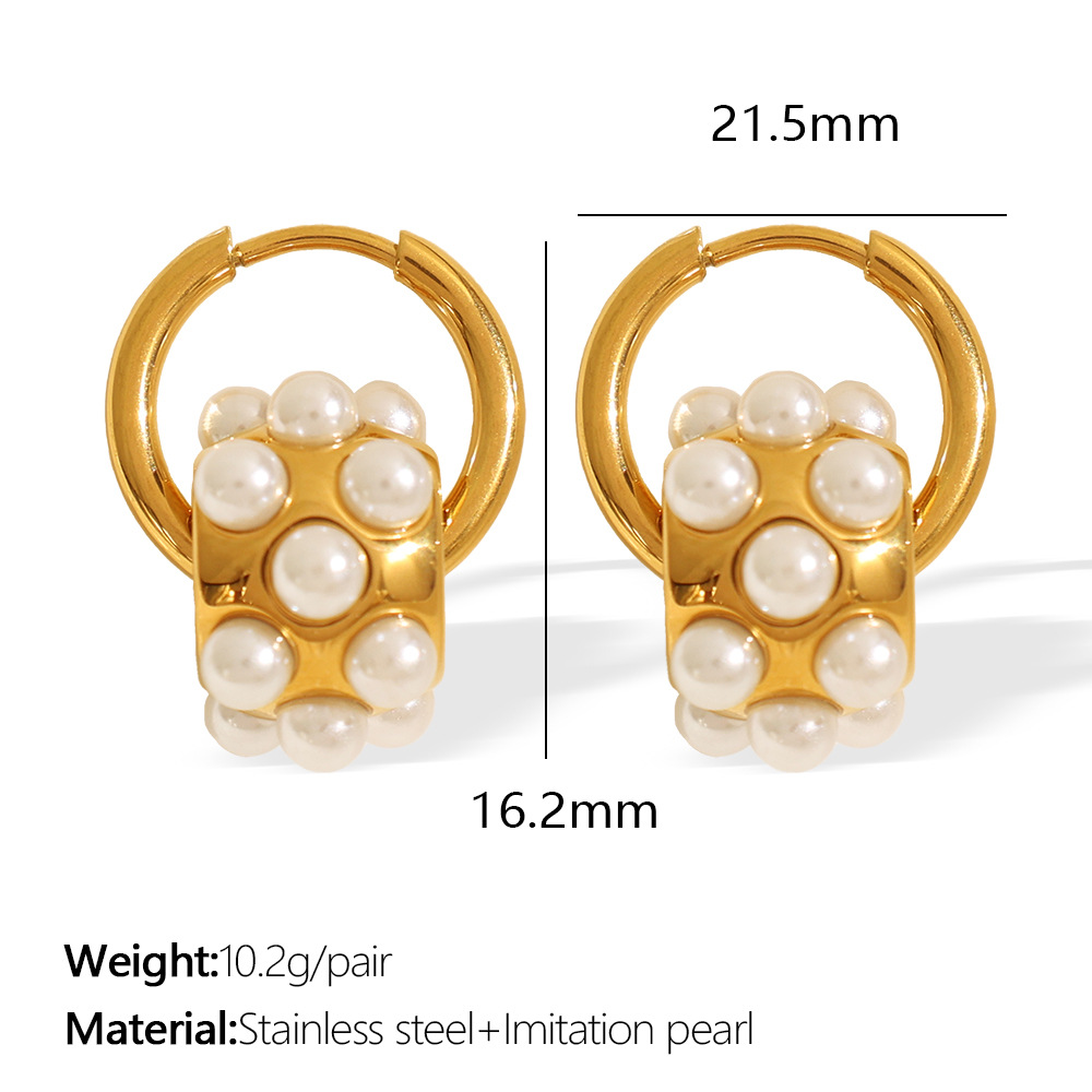4:Eh836wepg white bead gold earrings