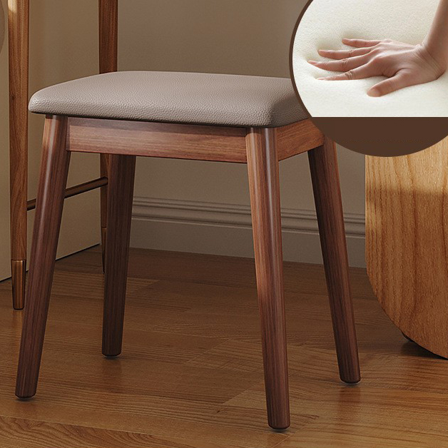 Walnut-dark gray-soft square stool