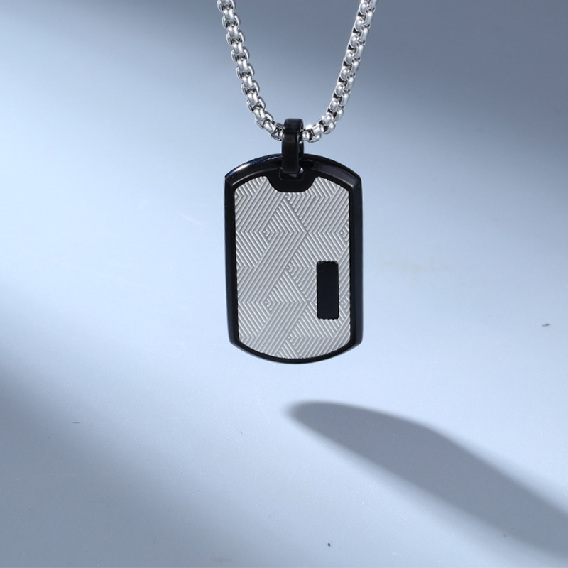 6:Black pendant steel necklace 60cm