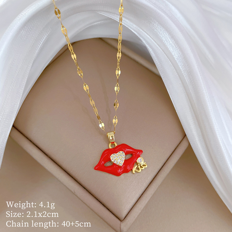 1:A404 white diamond titanium steel chain copper micro-embedded pendant