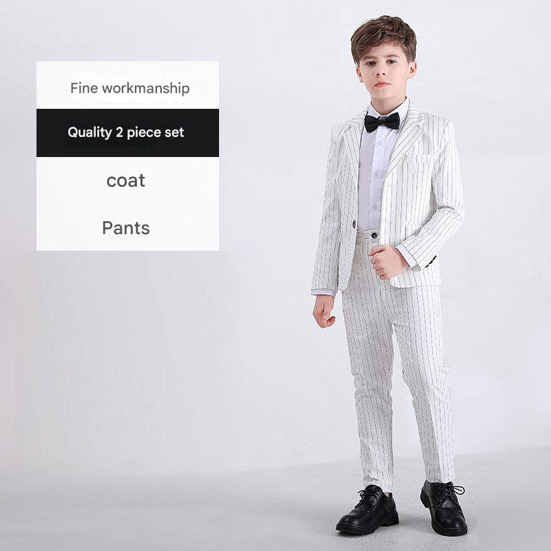 White vertical stripe 2-piece set - coat   pants