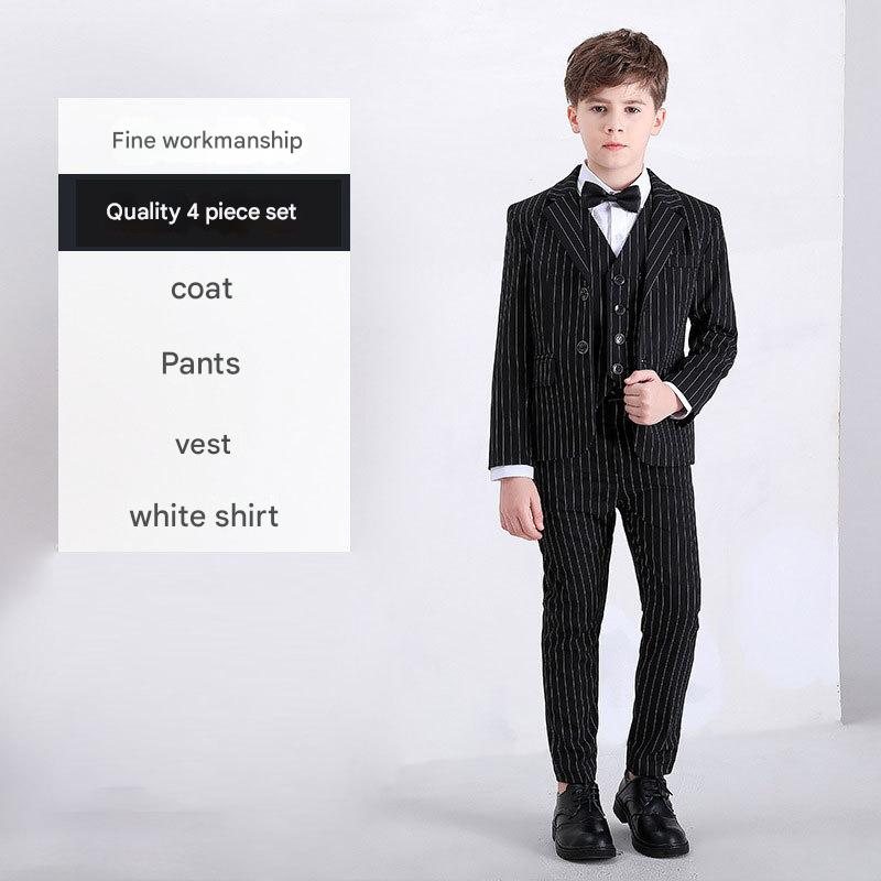 Black vertical pattern 4-piece set