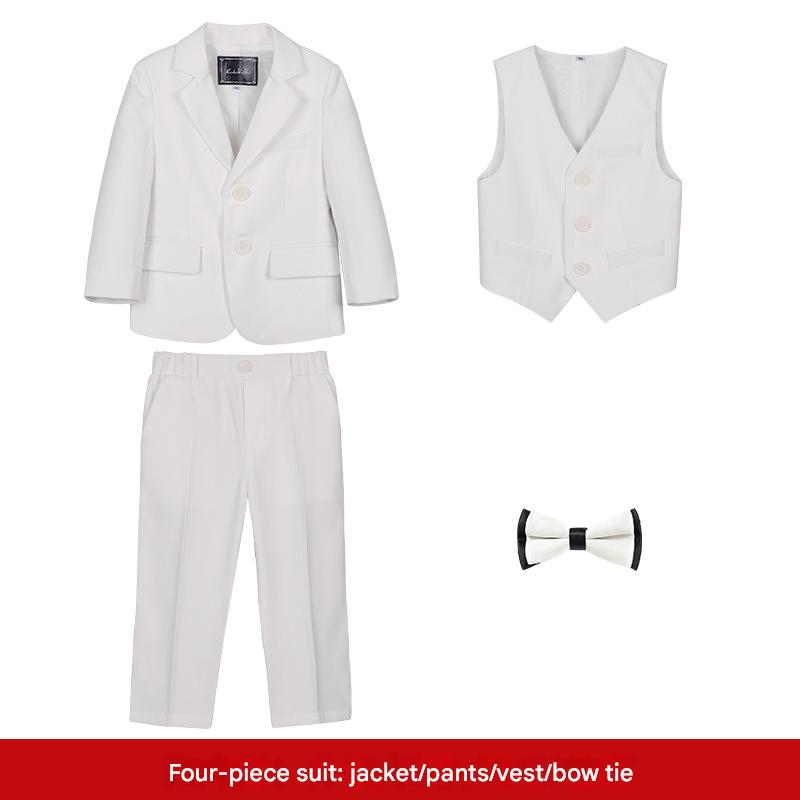 White 4-piece set (coat   vest   trousers   bow tie)