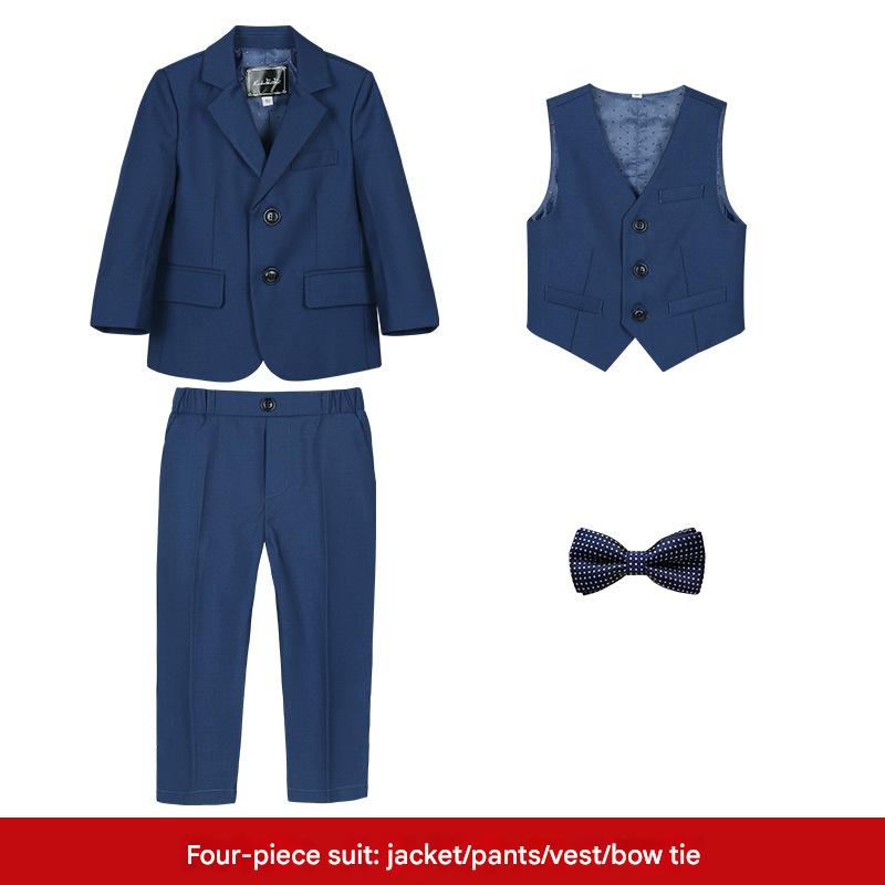Navy blue 4-piece set (coat   vest   trousers   bow tie)