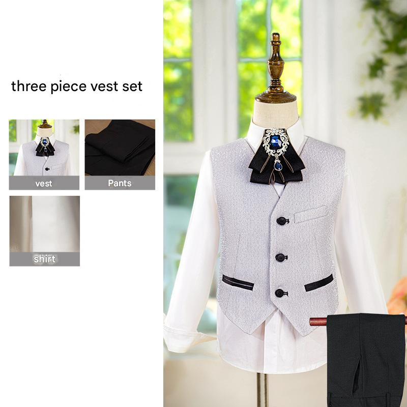 A 3-piece silver sequined vest set