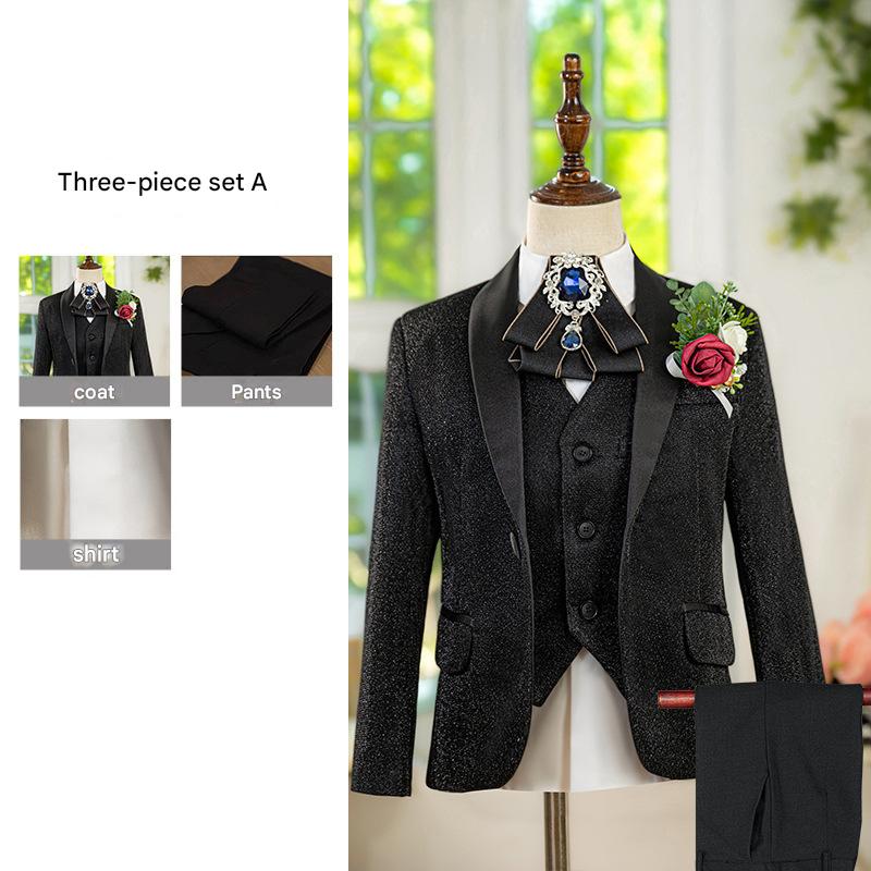 Black Sequined Vest 3-piece Set A