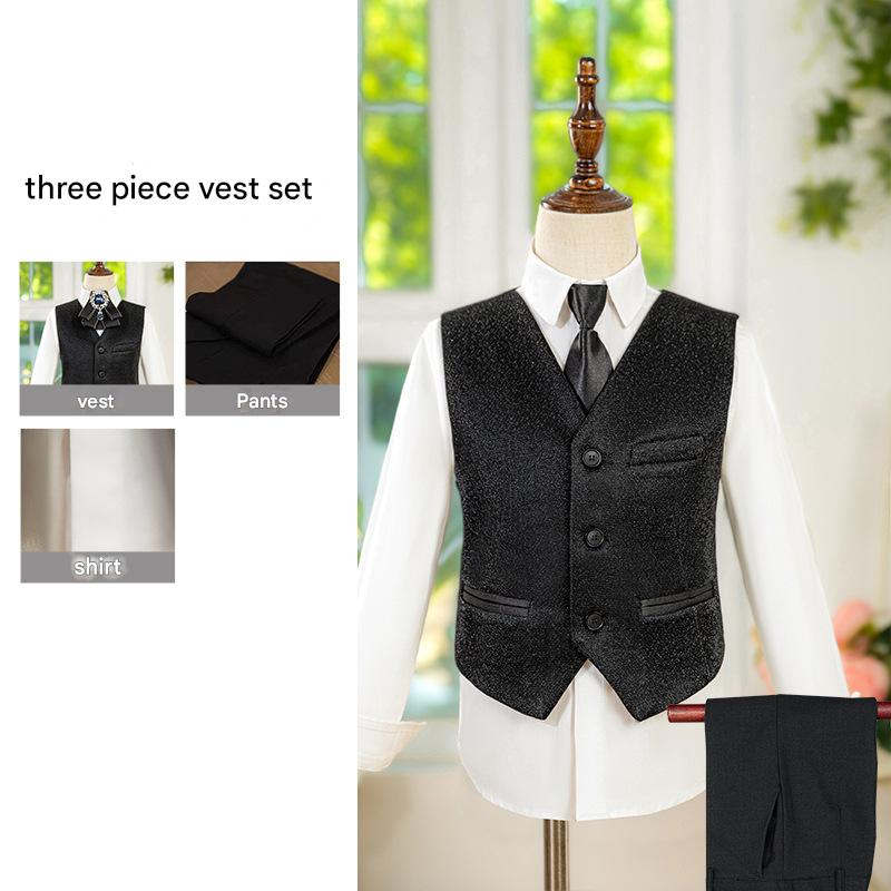 A 3-piece black sequined vest set