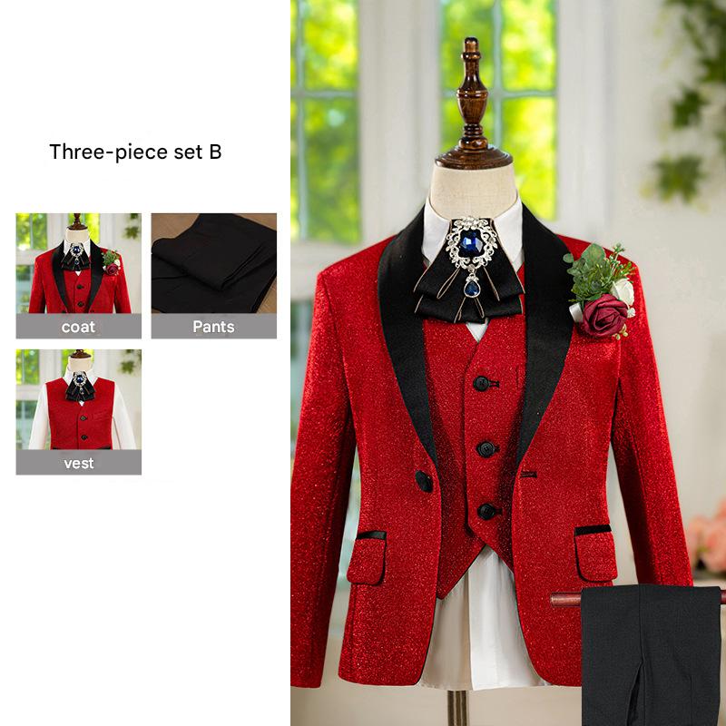 Red Sequined Vest 3-piece set B