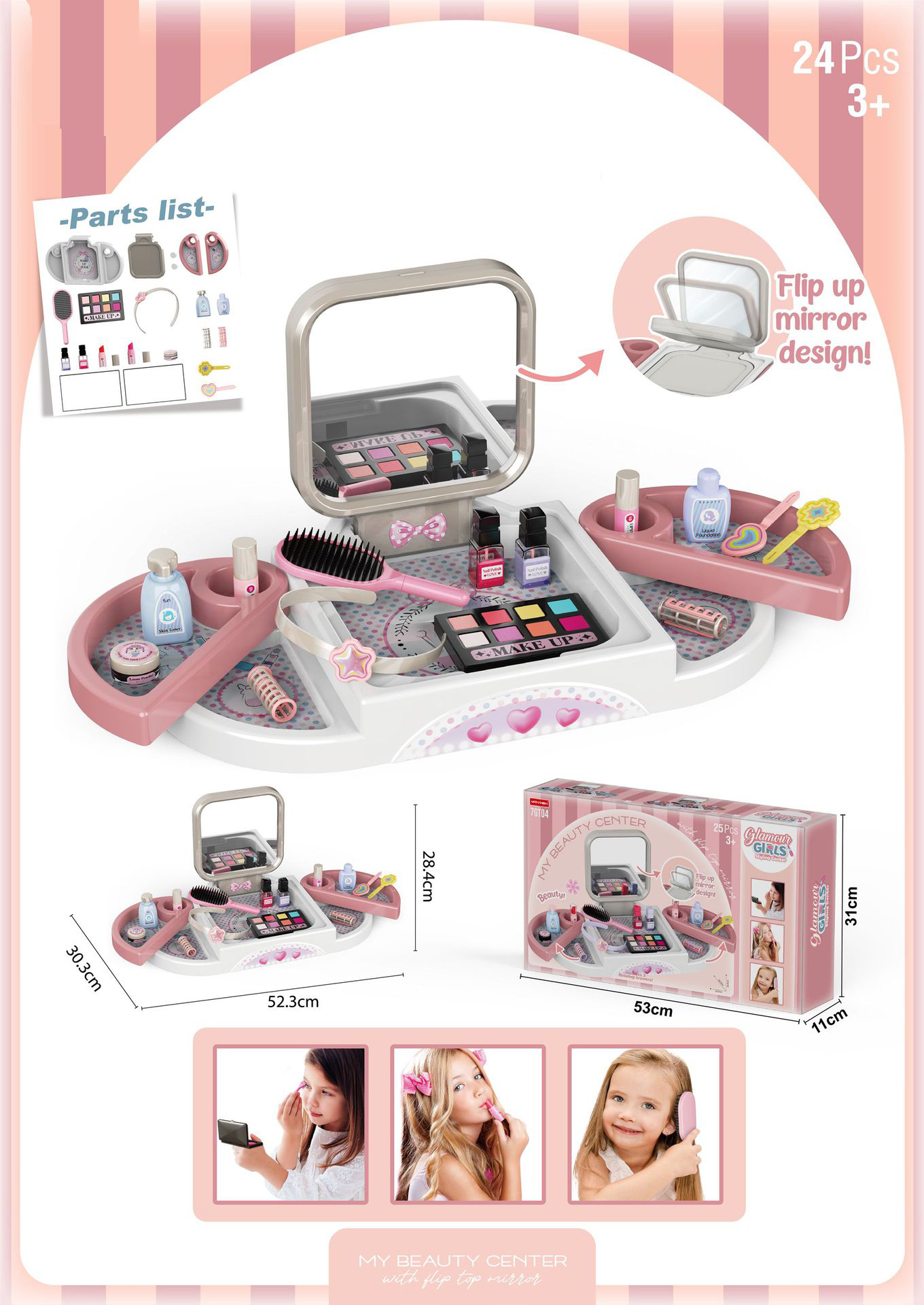Gt04a-pink 24pcs vanity mirror-1.2kg
