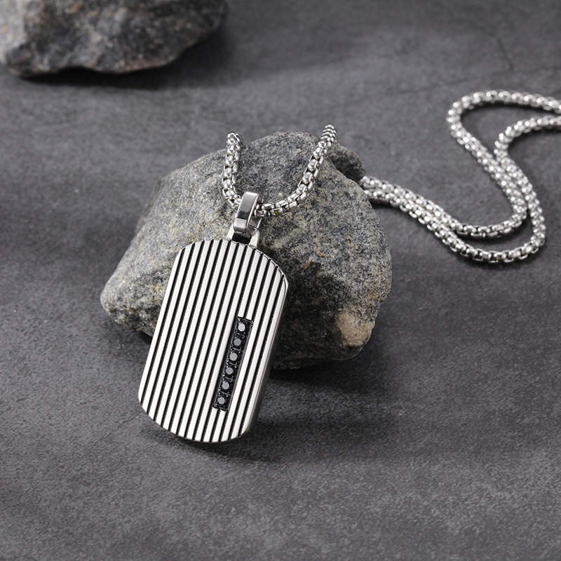1:Necklace 60cm (steel color black zircon)
