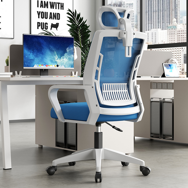 Style 3 white frame blue mesh   headrest
