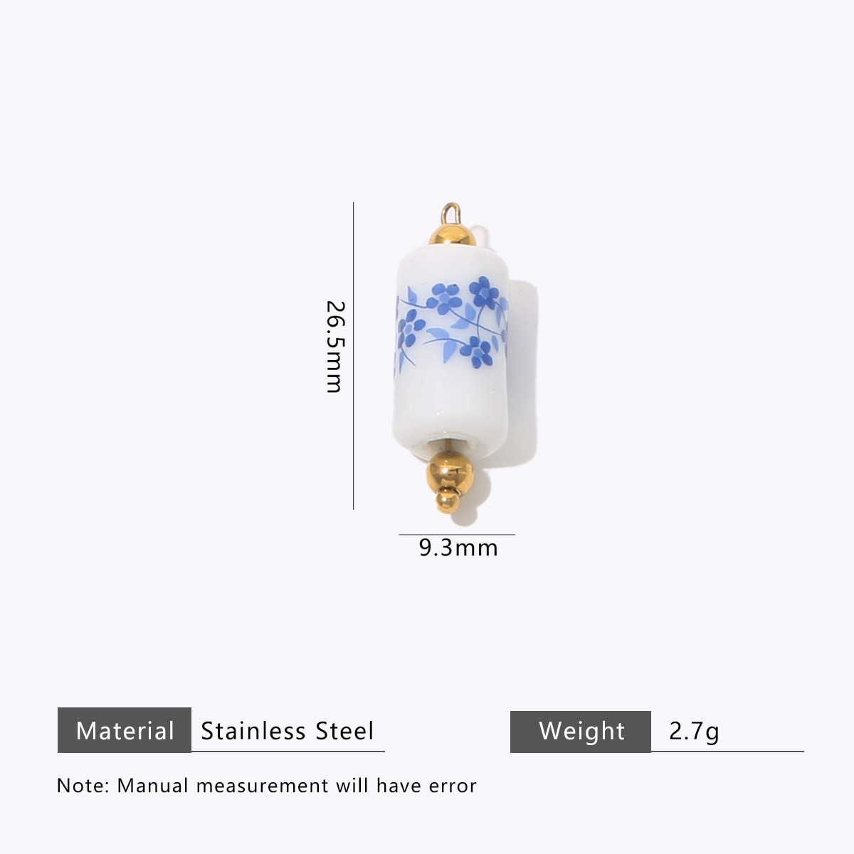 5:Straight tube blue and white floral 9.3*17mm