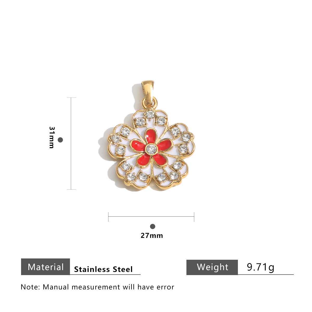 3:White and red dot diamond flowers