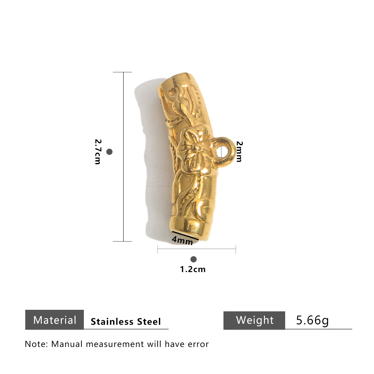 1:Gold long bead ring 27mm