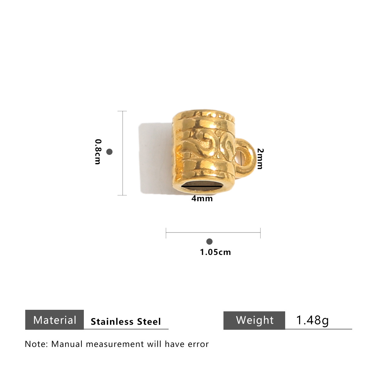 6:Gold long bead ring 8mm